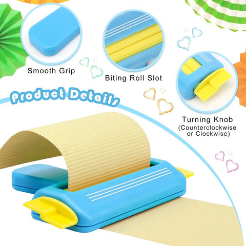Wave Shaper Paper Crimper For Crafts AngleKai Craft Crimper Tool For 4.5 inch Cards with blue plastic body and smooth rotation.