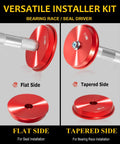 Heavy Duty Bearing Race And Seal Driver Kit 43 Piece Set With 39 Adapters And 4 Seal Drivers showing flat and tapered sides.