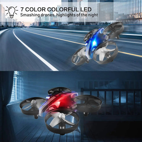 Kid Friendly Mini Drone For Beginners With Auto Hover Indoor RC Nano Quadrotor 3D Flips flying with LED lights.