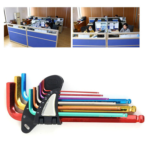 Professional 9 Piece Hex Wrench Star Key End Metal Arm Tool Set Kit For Auto Repair Furniture Build And Diy Handyman Jobs With Secure Grip Handles And Durable Steel Construction To Tackle Tough Bolts Anywhere, 9-piece colorful steel set