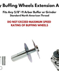 Pro Level Airway Buffing Wheel Extension Adapter For Angle Grinders And Rotary Buffers With 5 8 11 American Threads close-up of steel adapters and mounting hardware.