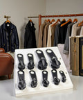 6 Pack Black Zipper Sliders Pullers Repair Kit For Coats Jackets And Luggage Instant Fix Zipper Set displayed with clothing rack