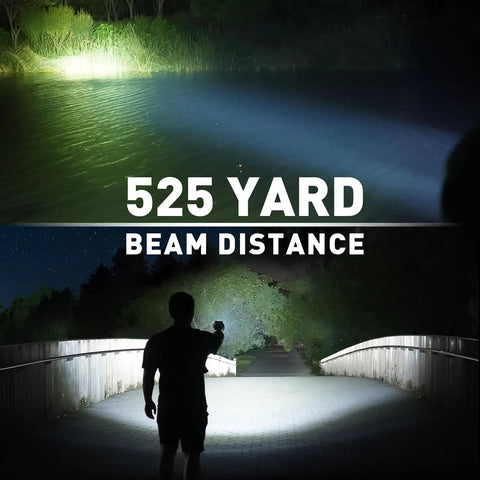 Rechargeable Handheld Spotlight With Up To 4500 Lumens, IP67 Waterproof Marine Grade LED Searchlight showing 525-yard beam distance
