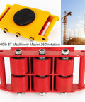 Heavy Duty Machinery Skates 12 Ton Roller Dollies 4 Pack Swivel Casters 360 Degree Rotation 26400 Lb Capacity steel load mover