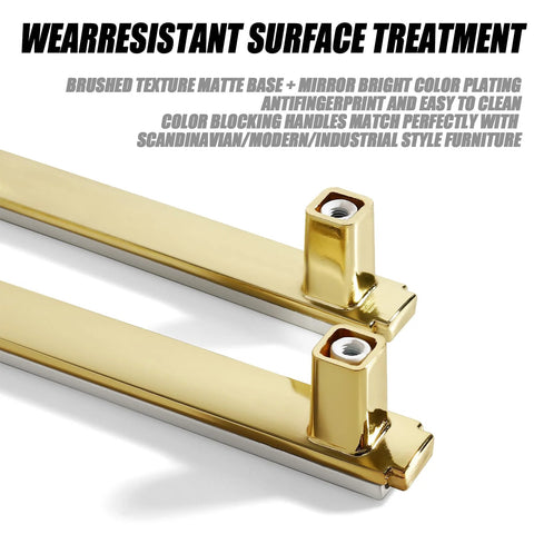 Set Of 10 White And Gold Cabinet Pulls featuring brushed matte base and mirror plating, 6-inch zinc alloy minimalist style.