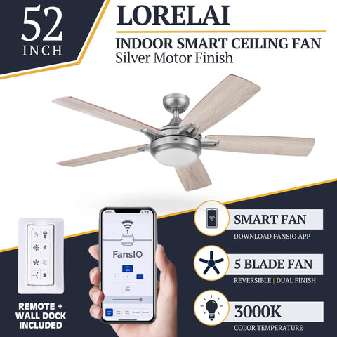 52 Inch Espresso Smart Ceiling Fan With Remote Control, Energy Efficient Air Circulation shown with app and remote