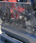 Side view of 13.0HP Horizontal Gas Powered 30 Gallon Tank Air Compressor with 3 Cylinder Engine for service truck mounts