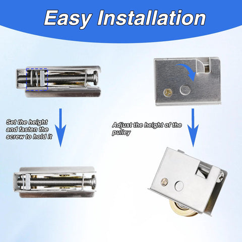 Two Pack Sliding Patio Door Rollers With 1-1/2 Inch Steel Ball Bearings, Adjustable Wheel Height For Smooth Quiet Operation
