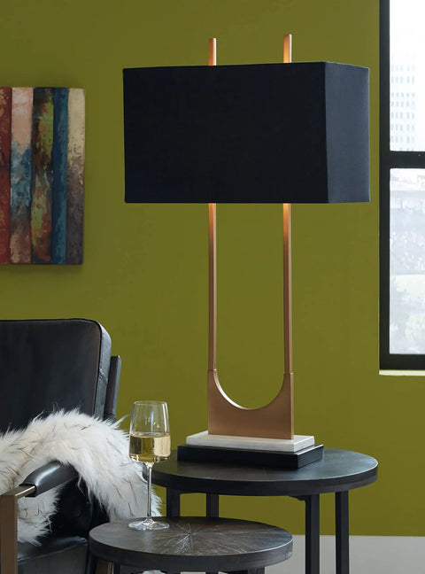 Geometric Metal Table Lamp In Antique Silver With Rectangular Fabric Shade For Bedside, Living Room Or Office, modern open frame