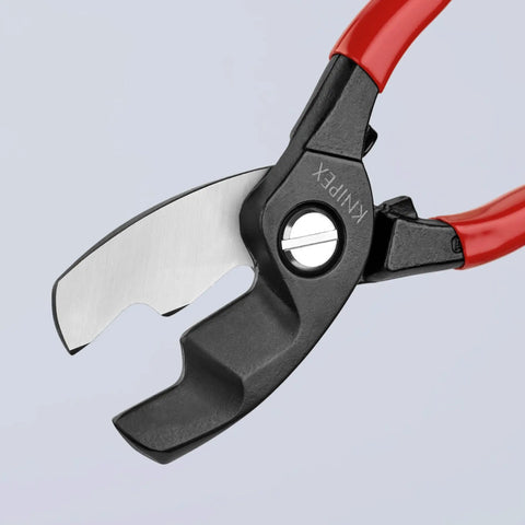 Cable Shears With Twin Cutting Edge, 8 Inch, precision-grade tool with black and red handles and a durable build
