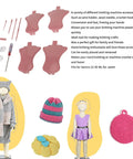 Deluxe Knitting Machine Accessory Set with round loom attachments, replacement parts, wire holders, wool needles, crochet hook