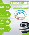 Product features of Two Pack LED Light Strip Kit For K2 Plus 3D Printer, showing durable materials and plug-and-play design.