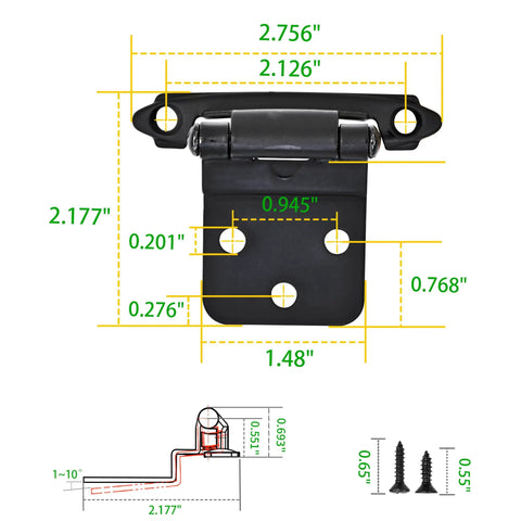Tough Ten Pack Matte Black Self Closing Cabinet Hinges For Kitchen Cabinets Zero Hassle Smooth Swing Auto Close Spring Load Heavy Duty Steel Build Slick Three Eighth Inch Offset Mount Quick Install Rock Solid Gear