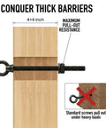 Tough As Nails T316 Stainless Steel Eye Bolts 5 Pack Black 1/4 X 2 Inch With Nuts And Washers installed on 4x4 wood.