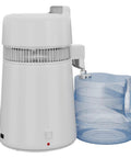 Top Notch Countertop Water Distiller With Rock Solid 900 Watt Heating Coil And Generous 1.6 Gallon Glass Pitcher side view.
