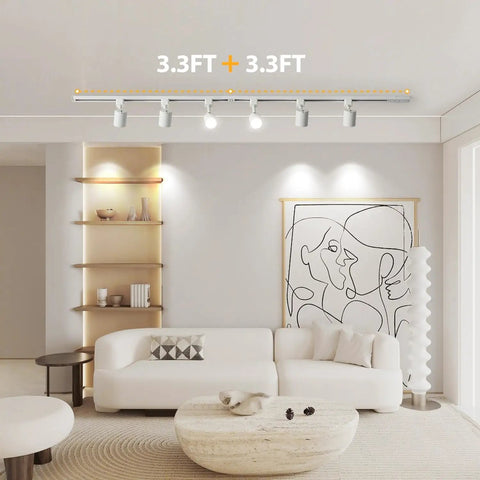 Five Color Adjustable Eight Light LED Track Lighting Kit With Six Point Six Foot H Type Rail Dimmable Kitchen Ceiling Spotlight Fixtures For A Dope Modern Look CRI90 Plus 10W 800lm Track Heads