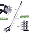 Garden Rotary Cultivator With 67 Inch Adjustable Handle And Durable Star Tines A 2 In 1 Weeding And Tilling Hand Tiller diagram.