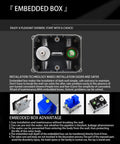 Heavy Duty Black Shower System With 12X8 Inch Rainfall Head Wall Mounted Tub And Shower Trim Kit Featuring 3 Mode Handheld Sprayer Rust Resistant Brass Build For Bathrooms showing embedded box technology for easy installation.