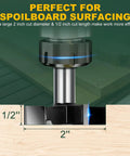 CNC Spoilboard Surfacing Router Bit With One Half Inch Shank And Two Inch Cutting Diameter, Four Wing Design, side view.