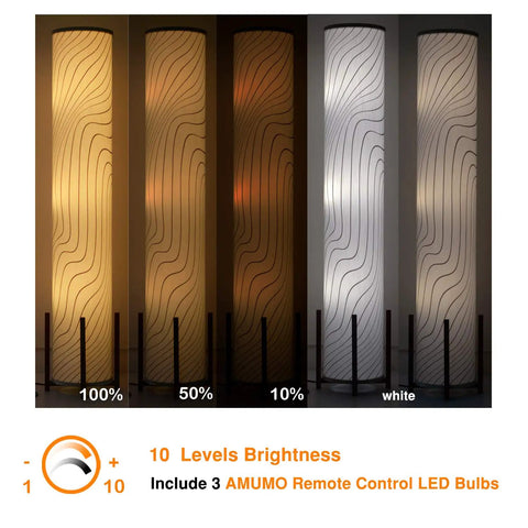 Color Changing RGB Floor Lamp With Remote Control 61 Inch Standing Corner Lamp With Fabric Shade brightness levels