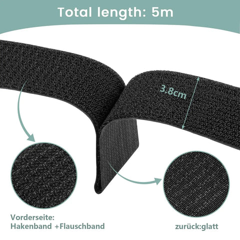 Close-up of 1.5 Inch Wide Cinch Straps 16 Foot Heavy Duty Nylon Cable Ties With 20 Buckles For Custom Lengths And Easy Organization