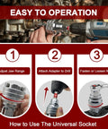 Heavy Duty Adjustable Universal Socket Wrench With Killer Non Slip Grip Fits 3/8 To 3/4 Drive Ratchet Tool in use with drill.