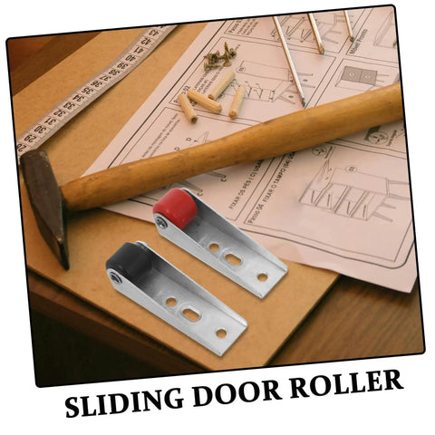 Smooth Ride Heavy Duty Sliding Door Roller Wheels For Wooden Barn Doors with red and black rollers on a workbench with tools.