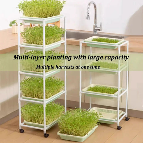 Vertical Hydroponic Garden Tower With Wheels And Metal Shelf All In One Sprouts Growing Kit For Patio And Backyard Kitchen