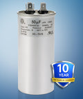50uF 440V AC Round Start Capacitor For Heat Pumps And Air Conditioners, 370V Or 440V Compatible, CBB65, Ten Year Coverage