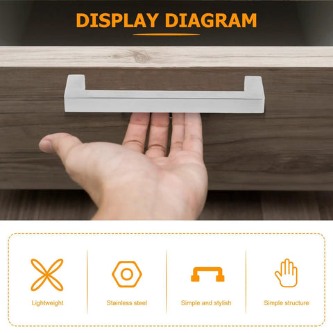 12 Pack Stainless Steel Cabinet Pull Handles For Doors And Drawers With Quick Install Ergonomic Grip Double Holes 128mm Hole Spacing Modern Sleek Silver Hardware For Kitchen Upgrade, silver cabinet pull on drawer