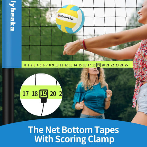 Portable Outdoor Volleyball Net Set For Backyard Or Beach With Easy Snap On Poles No Tools Needed For Quick Setup 4 Adjustable Heights