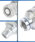 Heavy Duty Hydraulic Coupler Kit With Male And Female Flat Face Quick Connect Set For 4BD4FH 48MM Thread close-up of connectors.