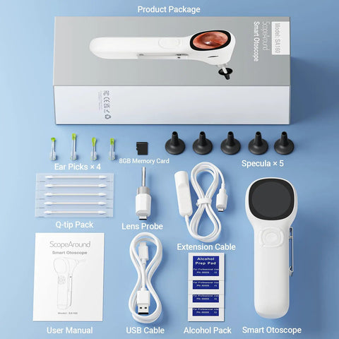 All In One Ear Scope Otoscope With Built In Light 1.45 Inch IPS Display 3.9mm Ear Camera No Phone Needed Standalone HD CMOS Sensor For Quick Home Ear Checks package with accessories