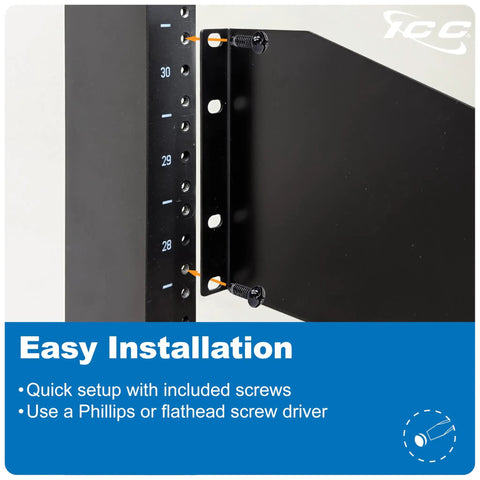 Tough As Nails Ventilated Steel Cantilever Rack Shelf For 19 Inch Server Cabinet Network Equipment Heavy Duty installation guide with screws.