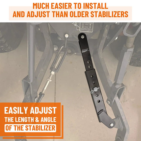 Telescoping 3 Point Stabilizer Kit For BX Series Tractors Beefy Steel Adjustable Length And Angle Quick Hookup Reduces Sway And Spreading