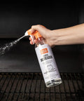 Heavy Duty Grill Cleaning Kit with Exterior Detailing Spray and Foaming Degreaser Scraper and Pad Microfiber Towels and Nitrile Gloves Built for Grill Masters Smokers Ovens and Griddles in use on grill