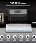 Solid 65 Percent Ortholinear Mechanical Keyboard With Via Custom Programming And Tri Mode Wireless Setup For Fast Finger Typing and illuminated keys
