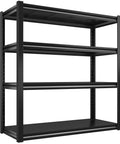 40 Inch Wide Garage Shelving Unit With Heavy Duty Steel Panels, 2000 Lb Capacity, 57 Inch Tall Industrial Shelving For Basement, Shed Or Warehouse Storage, Durable 4 Rib Shelves black steel unit