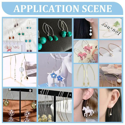 Golden V Shape Stainless Steel Earring Hooks in various DIY earrings with beads and charms, 50 Pcs Metal Ear Wires With Horizontal Loop