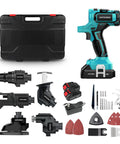 20V Max Electric Drill Tool Combo Kit 5 In 1 Multi Head Power Drill Set With 2 Li Ion Batteries, case, and accessories