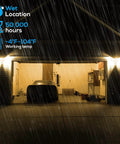 Garage lit by Bronze Dual Head Motion Sensor Flood Light, 1400lm Outdoor Security Light, Dusk To Dawn, IP65 Waterproof.