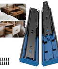 Heavy Duty Black Soft Close Drawer Slides One Pair 12 Inch Cabinet Runners, showing pairs with screws and close-up details.
