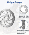 180mm Dope Brake Disc Rotor Kit For Q20 Pro H26 Electric Bikes With Rotor And Pad Set And Mounting Hardware Front Or Rear Replacement Ebike Braking Upgrade showcasing unique design elements and vented holes for heat dissipation.