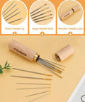 Wooden needle case with needles for Heavy Duty Upholstery And Denim Repair Kit With Blue Sewing Threads For Home DIY Fixes Jeans