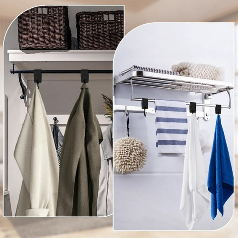 Leather S Hooks With PU Leather Coat 3 Pack Multifunctional S Hooks For Hanging Clothes on black metal rod