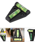 Omquot Crystal Clear T Spirit Level with Installation Hole; Portable ABS Acrylic Measuring Instrument for Camera, 5 * 4 * 1 Cm size, black design.