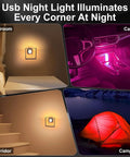 2 Pack Car USB Night Light Bulbs With Touch Dimmable Ambient Lighting For Vehicle Interiors And Home Decor in various settings