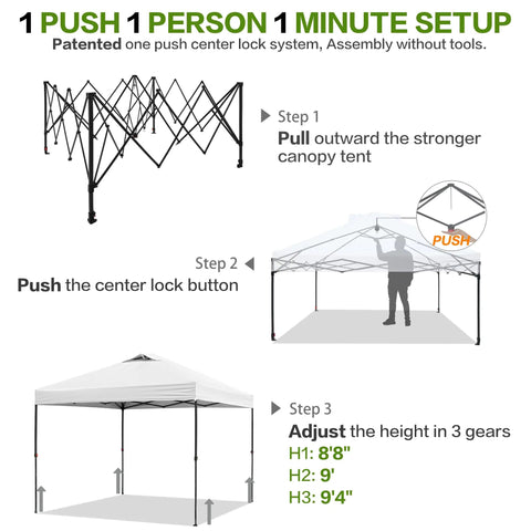 Effortless 10x10 Pop Up Canopy Tent With One Sidewall And Six Pockets For Quick Shade At The Beach Or Patio One Push Setup Vented Roof