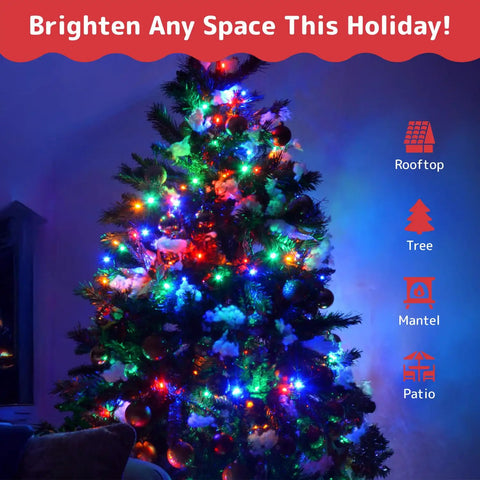 Christmas tree decorated with Outdoor Christmas String Lights With Green Wire 100 Count 20 Ft Multicolor Incandescent for festive display