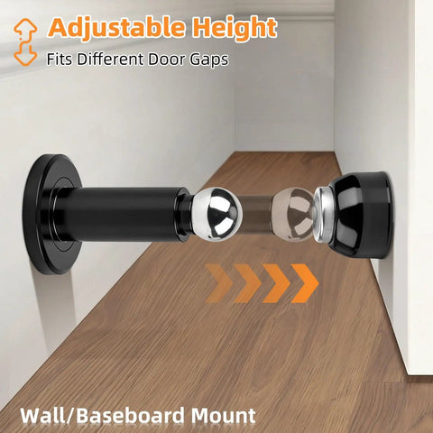 Adjustable Magnetic Door Stop Built Tough With Strong Magnetic Hold Stainless Steel Black Door Stop Wall Or Floor Mount Extends